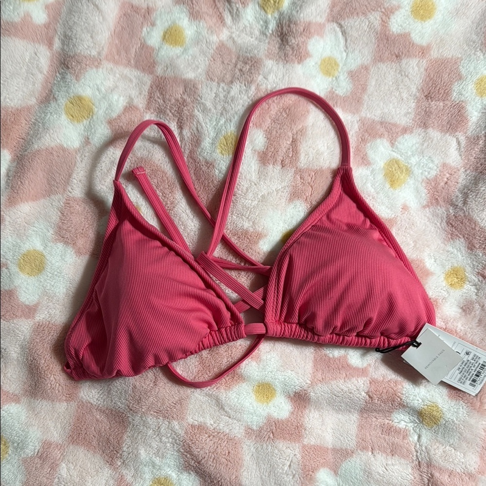 NWT Pink Strappy Bikini Top M